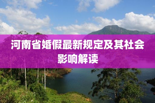 河南省婚假最新规定及其社会影响解读