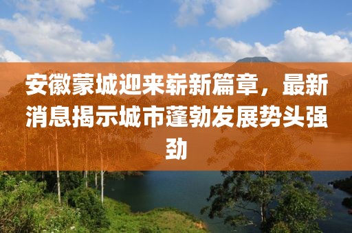 安徽蒙城迎来崭新篇章，最新消息揭示城市蓬勃发展势头强劲