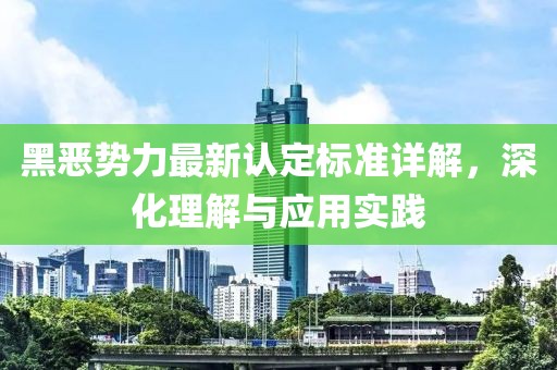 黑恶势力最新认定标准详解，深化理解与应用实践