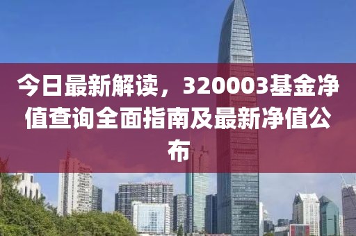 今日最新解读，320003基金净值查询全面指南及最新净值公布